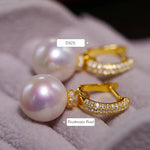 High Luster 12mm White Pearl Earrings Handmade Silver 925 White Pearl Earrings Etsy