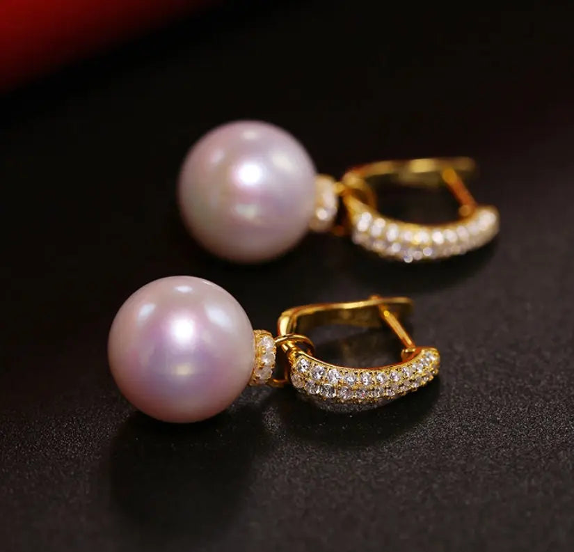 12mm High Luster White Pearl Earrings - Silver 925 Etsy
