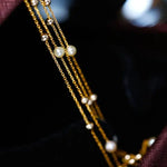 18K Yellow Gold Two-Layer Necklace - Akoya Golden Pearl Strand Etsy