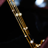 18K Yellow Gold Two-Layer Necklace - Akoya Golden Pearl Strand Etsy