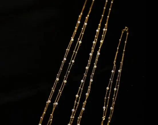 18K Yellow Gold Two-Layer Necklace - Akoya Golden Pearl Strand Etsy
