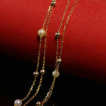 18K Yellow Gold & Natural Akoya Golden Pearl From Japan Necklace, Handmade Beaded Pearl Two Layer Necklace, Seawater Yellow Pearl, Gift Idea Etsy