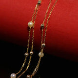 18K Yellow Gold & Natural Akoya Golden Pearl From Japan Necklace, Handmade Beaded Pearl Two Layer Necklace, Seawater Yellow Pearl, Gift Idea Etsy