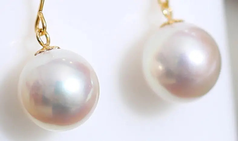9mm Natural Akoya Pearls from Japan Earrings 18k Solid Yellow Gold Seawater White Pearl Earrings, Anniversary Gift Idea, Gift for Mom Etsy