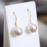 9mm Natural Akoya Pearls from Japan Earrings 18k Solid Yellow Gold Seawater White Pearl Earrings, Anniversary Gift Idea, Gift for Mom Etsy