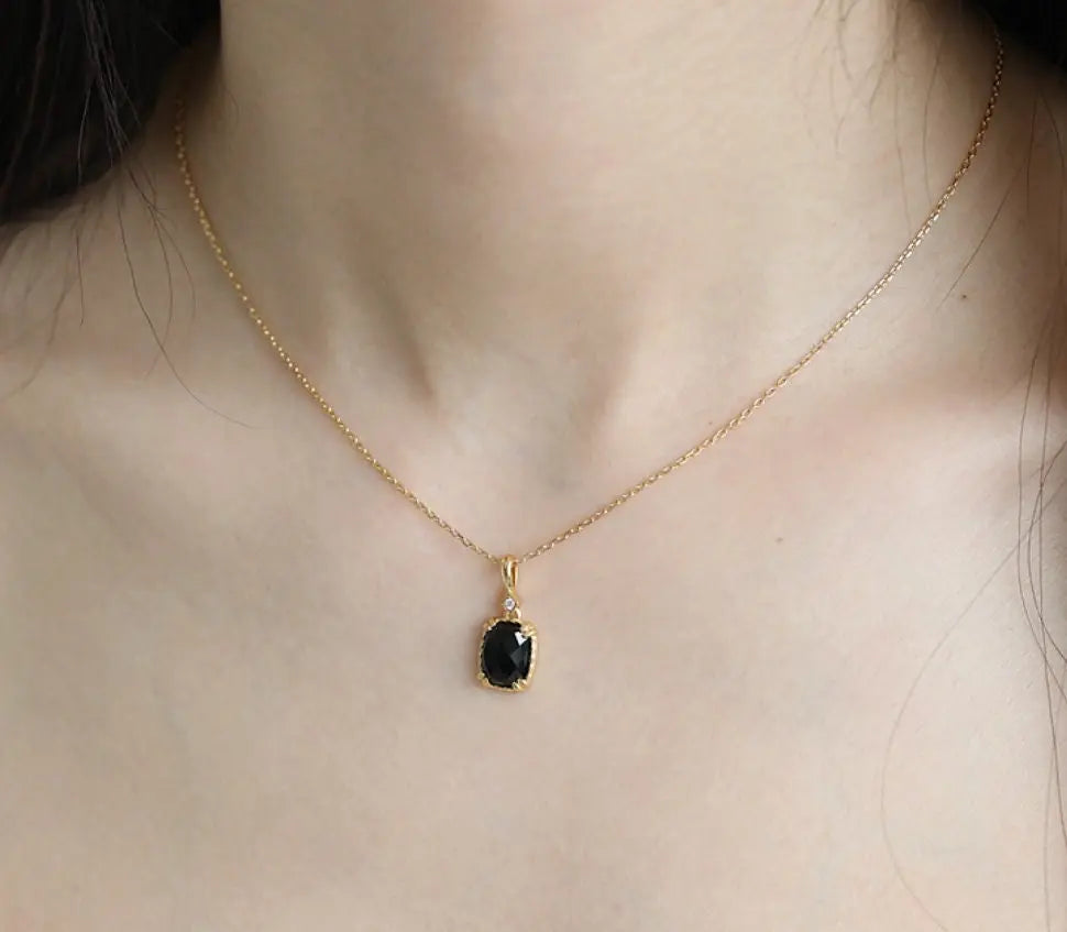 Natural Black Onyx Ring Handmade 18K Solid Yellow Gold Ring, Gift for Her, Anniversary Gift Idea, Retro Fine Jewelry - LaCorserArtJewelry