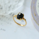 Natural Black Onyx Ring Handmade 18K Solid Yellow Gold Ring, Gift for Her, Anniversary Gift Idea, Retro Fine Jewelry - LaCorserArtJewelry