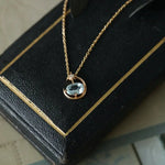 Natural Aquamarine Oval Shape & White Diamond Necklace 18K Solid Yellow Gold Necklace, Fine Jewelry, Gift for Her, Retro Fine Jewelry Etsy