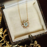 Natural Topaz & White Diamond Pearl Necklace Handmade 18K Solid Yellow Gold Topaz Necklace, Anniversary Gift Idea, Retro Fine Necklace Etsy