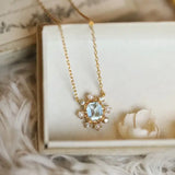 Natural Topaz & White Diamond Pearl Necklace Handmade 18K Solid Yellow Gold Topaz Necklace, Anniversary Gift Idea, Retro Fine Necklace Etsy