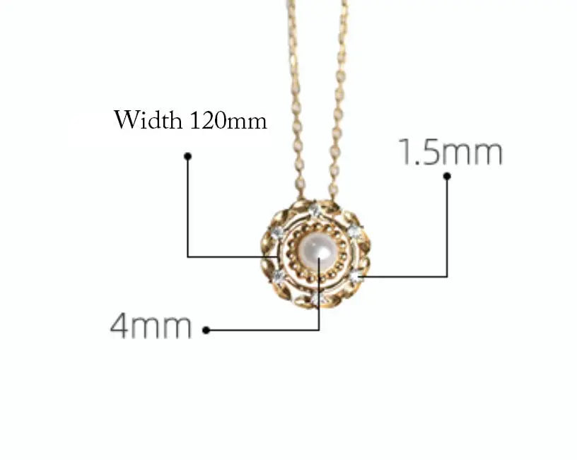 18K Yellow Gold White Pearl Diamond Necklace Etsy