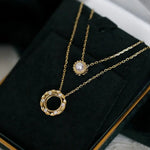 18K Yellow Gold White Pearl Diamond Necklace Etsy