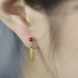 Natural Ruby & White Diamond 18K Yellow Gold Wheat Jewelry Set Etsy