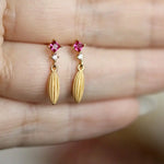 Natural Ruby & White Diamond 18K Yellow Gold Wheat Jewelry Set Etsy