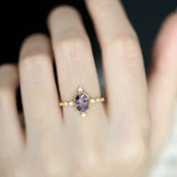 Amethyst Diamond Ring - 18K Yellow Gold Cluster Ring LaCorserArtJewelry