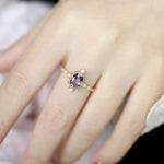 Amethyst Diamond Ring - 18K Yellow Gold Cluster Ring LaCorserArtJewelry