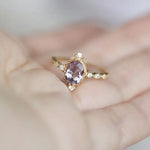 Amethyst Diamond Ring - 18K Yellow Gold Cluster Ring LaCorserArtJewelry