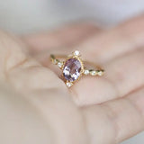 Amethyst Diamond Ring - 18K Yellow Gold Cluster Ring LaCorserArtJewelry