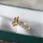 Amethyst Diamond Ring - 18K Yellow Gold Cluster Ring LaCorserArtJewelry