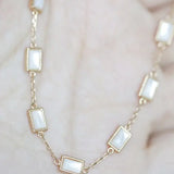 Natural Mother of Pearl Rectangle Bracelet Handmade 18k Solid Yellow Gold Bracelet, Anniversary Gift Idea, Retro Fine Jewelry Etsy