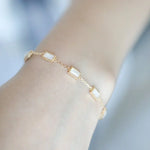 Natural Labradorite Rectangle Bracelet Handmade 18k Solid Yellow Gold Pearl Bracelet, Anniversary Gift Idea, Retro Fine Jewelry Etsy