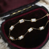 Natural Mother of Pearl Rectangle Bracelet Handmade 18k Solid Yellow Gold Bracelet, Anniversary Gift Idea, Retro Fine Jewelry Etsy