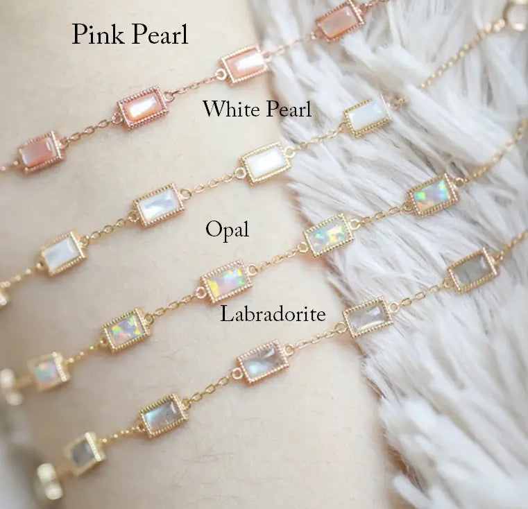 Natural Mother of Pearl Rectangle Bracelet Handmade 18k Solid Yellow Gold Bracelet, Anniversary Gift Idea, Retro Fine Jewelry Etsy