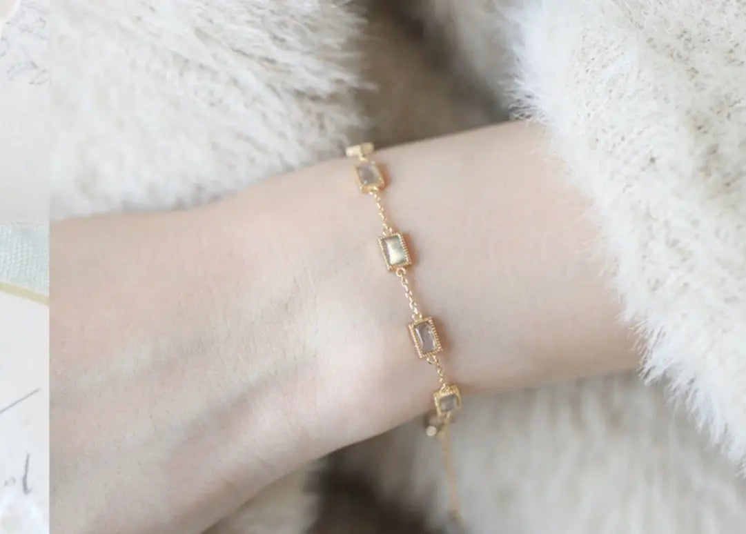 Natural Labradorite Rectangle Bracelet Handmade 18k Solid Yellow Gold Pearl Bracelet, Anniversary Gift Idea, Retro Fine Jewelry Etsy