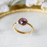 Natural Amethyst Handmade 18K Solid Yellow Gold Amethyst Ring, Stackable Rings, Cluster Rings, Gift Idea - LaCorserArtJewelry