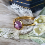 Natural Amethyst Handmade 18K Solid Yellow Gold Amethyst Ring, Stackable Rings, Cluster Rings, Gift Idea - LaCorserArtJewelry
