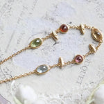 Natural Topaz & Garnet, Olivine, Crystal Necklace Handmade 18K Solid Yellow Gold Leaf Necklace, Anniversary Gift Idea, Retro Jewelry - LaCorserArtJewelry