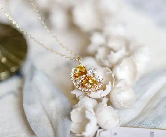 Natural Citrine Necklace Handmade 18K Gold Plated Vermeil Star Necklace, Anniversary Gift Idea, Retro Fine Jewelry Etsy