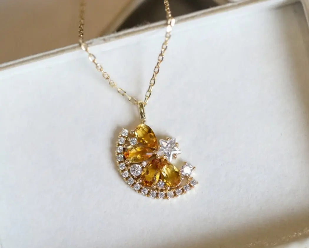 Natural Citrine Necklace Handmade 18K Gold Plated Vermeil Star Necklace, Anniversary Gift Idea, Retro Fine Jewelry Etsy