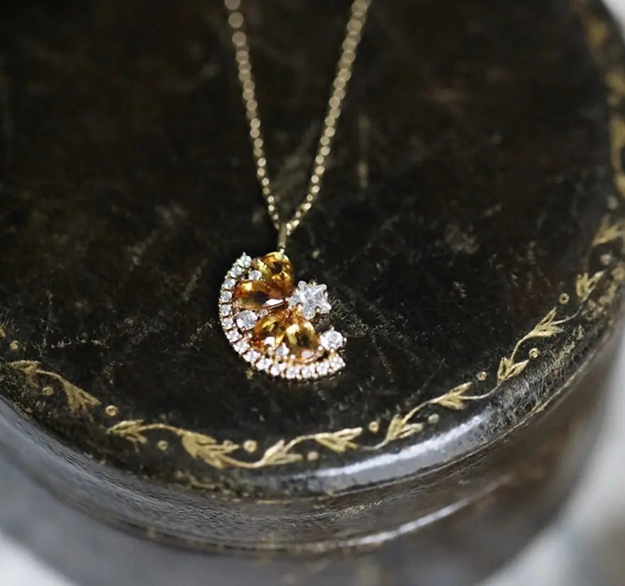 Natural Citrine Necklace Handmade 18K Gold Plated Vermeil Star Necklace, Anniversary Gift Idea, Retro Fine Jewelry Etsy