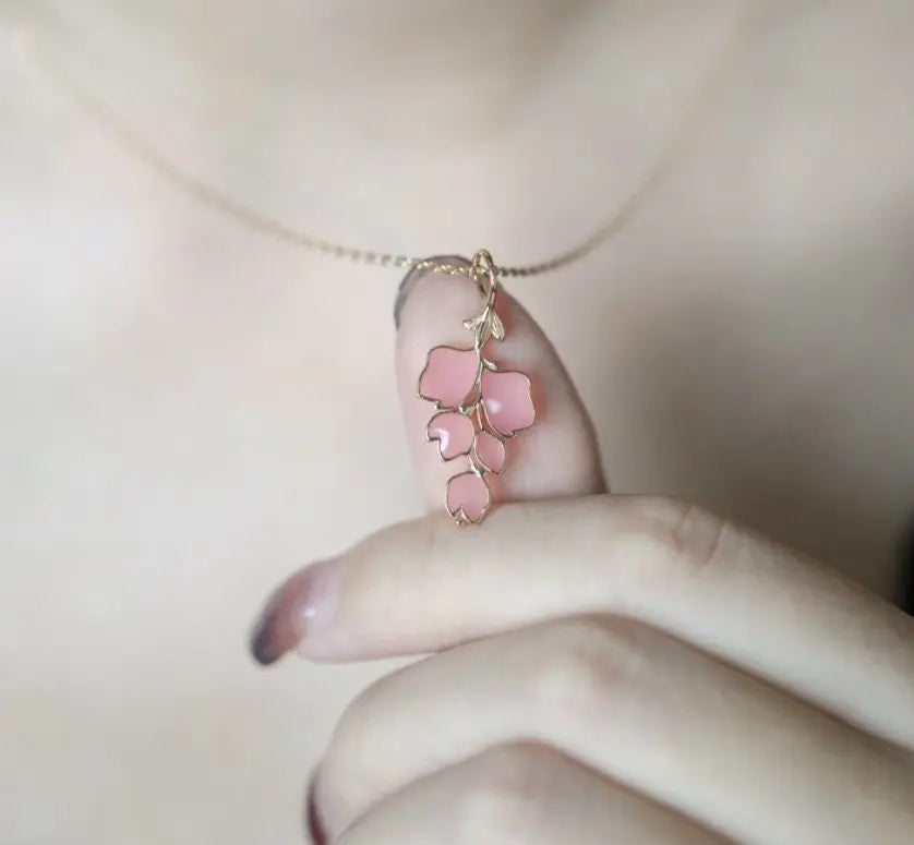 Pink Sakura Enamel Necklace Handmade 18k Gold Plated Vermeil Flower Necklace, Anniversary Gift Idea, Retro Fine Jewelry Etsy