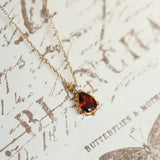 Natural Garnet Teardrop & White Diamond Necklace Handmade 18K Solid Yellow Gold Necklace, Gift for Her, Anniversary Gift Idea, Retro Jewelry Etsy