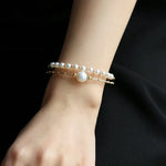 4-10mm Natural High Luster Pearl 14K Gold Filled White Pearl Bracelets, Freshwater Baby Pearl Bracelets, Two Layer Bracelets, Gift Idea Etsy