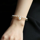 4-10mm Natural High Luster Pearl 14K Gold Filled White Pearl Bracelets, Freshwater Baby Pearl Bracelets, Two Layer Bracelets, Gift Idea Etsy