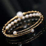 4-10mm Natural High Luster Pearl 14K Gold Filled White Pearl Bracelets, Freshwater Baby Pearl Bracelets, Two Layer Bracelets, Gift Idea Etsy