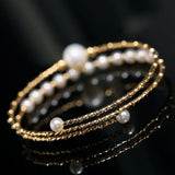 4-10mm Natural High Luster Pearl 14K Gold Filled White Pearl Bracelets, Freshwater Baby Pearl Bracelets, Two Layer Bracelets, Gift Idea Etsy