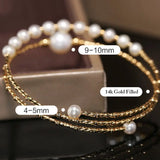 4-10mm Natural High Luster Pearl 14K Gold Filled White Pearl Bracelets, Freshwater Baby Pearl Bracelets, Two Layer Bracelets, Gift Idea Etsy