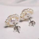 3-9mm Natural High Luster White Pearl 925 Silver White Pearl Beaded Flower Earrings, Cluster Earrings, Anniversary Gift Idea, Gift for Mom Etsy