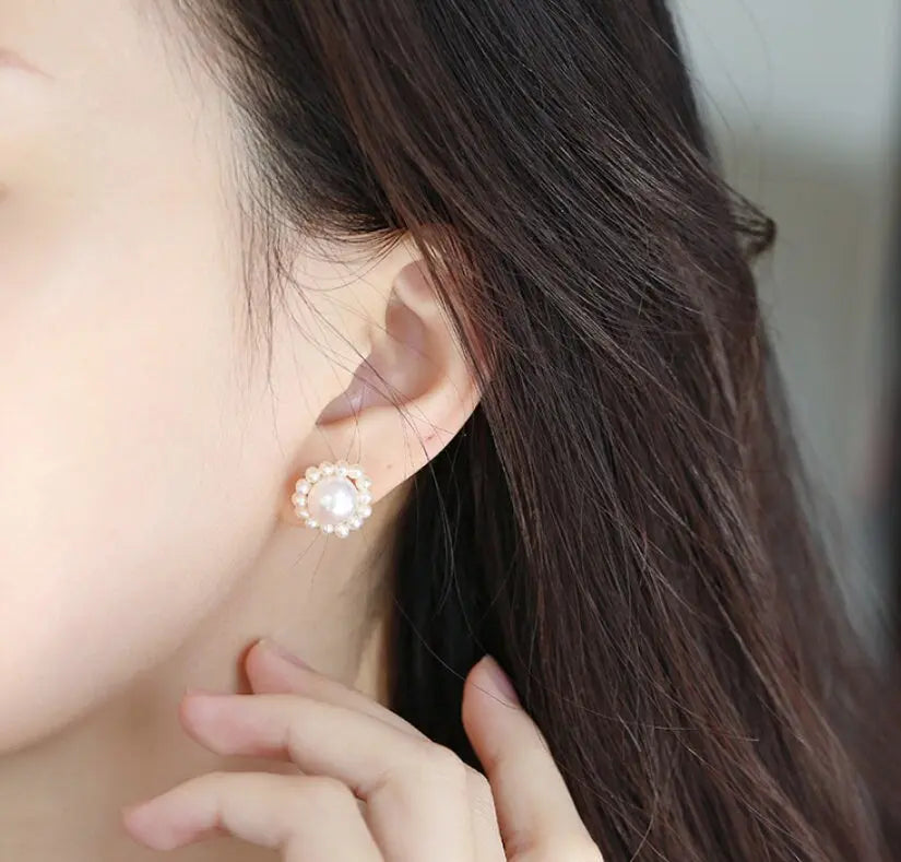 3-9mm Natural High Luster White Pearl 925 Silver White Pearl Beaded Flower Earrings, Cluster Earrings, Anniversary Gift Idea, Gift for Mom Etsy