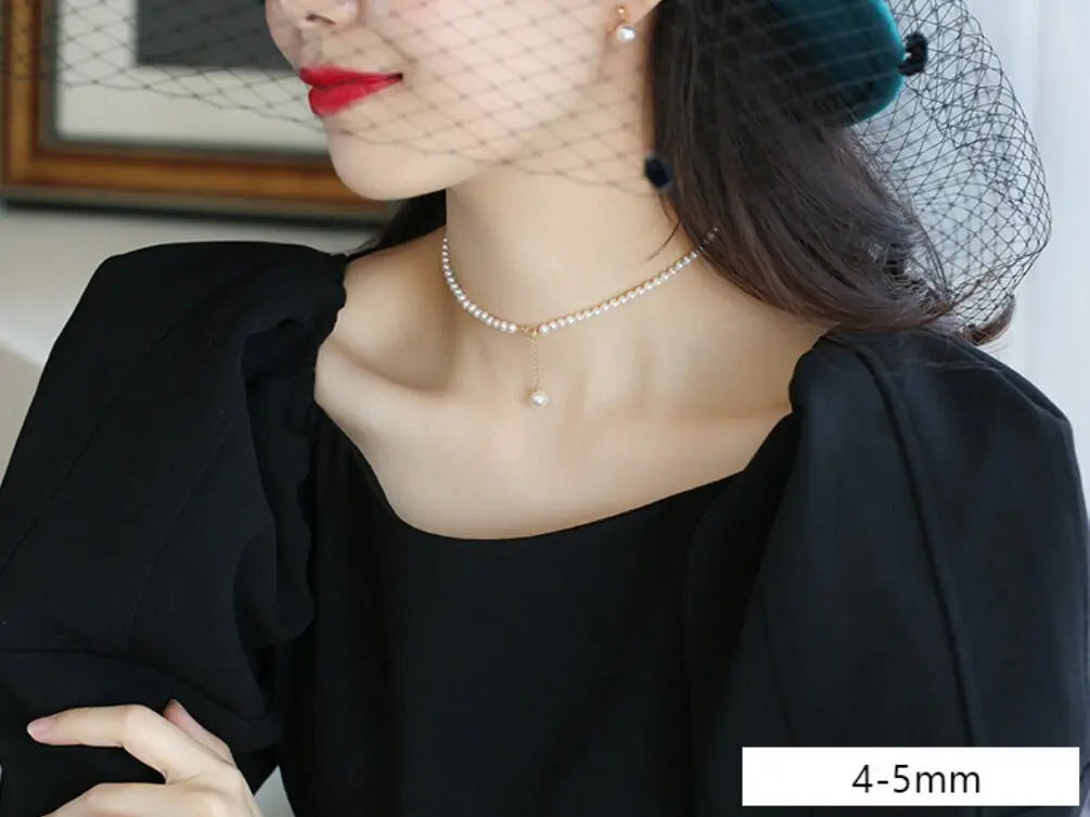 2-5mm Natural High Luster Baby White Pearl Handmade 18k Solid Yellow Gold Baby Pearl Necklace, Pearl Beaded Choker, Anniversary Gift Idea Etsy