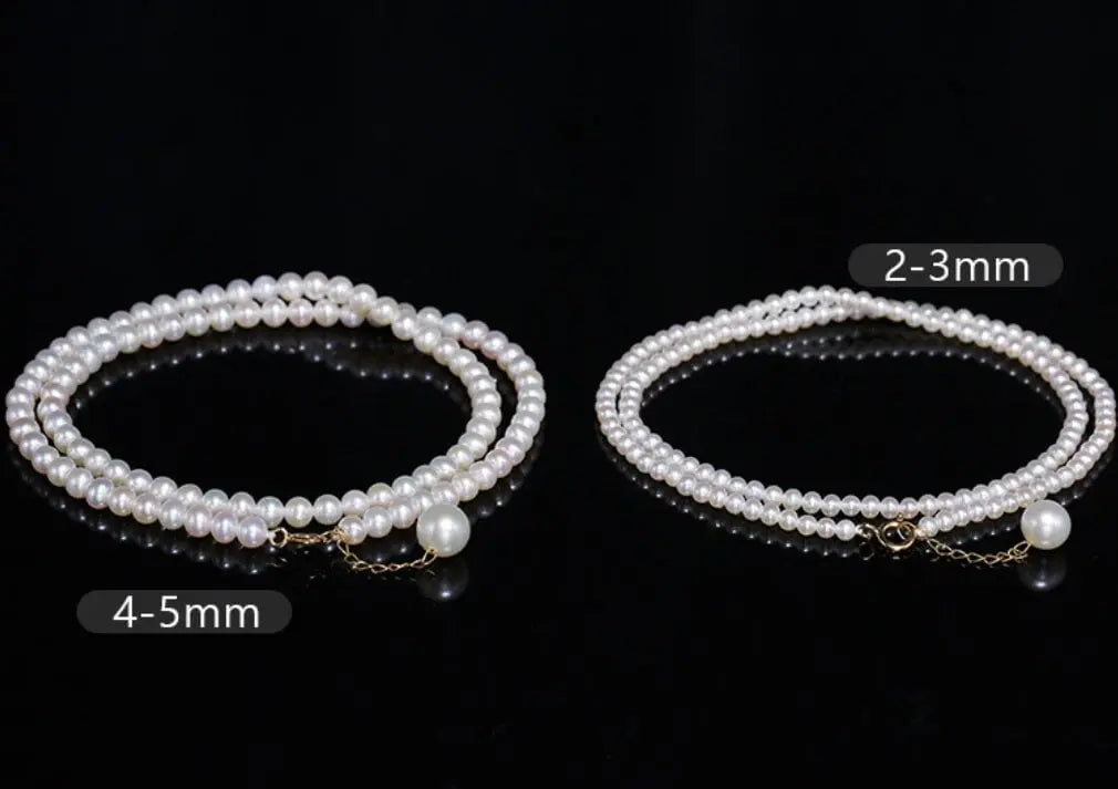 2-5mm Natural High Luster Baby White Pearl Handmade 18k Solid Yellow Gold Baby Pearl Necklace, Pearl Beaded Choker, Anniversary Gift Idea Etsy