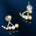 4mm Akoya Golden Baby Pearl & Diamonds Earrings - 18K Gold Etsy
