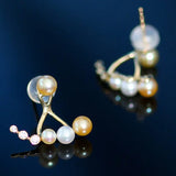 4mm Akoya Golden Baby Pearl & Diamonds Earrings - 18K Gold Etsy