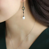 5A+ High Luster White Pearl 10mm Earrings Handmade Black Rhodium Plated Silver 925 Orient Style Pearl Earrings, Flower Earrings, Gift Idea Etsy