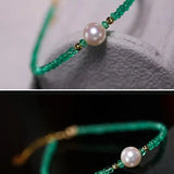 Natural Emerald & Akoya Pearl Bracelets - 18K Yellow Gold Etsy