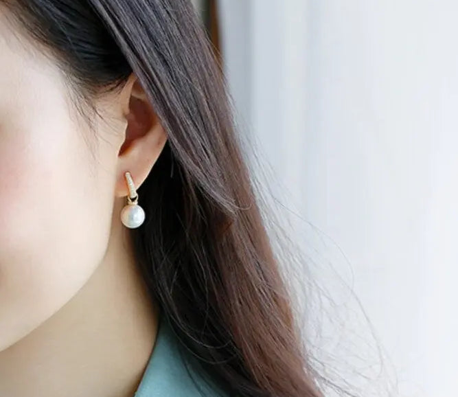 High Luster 12mm White Pearl Earrings Handmade Silver 925 White Pearl Earrings Etsy